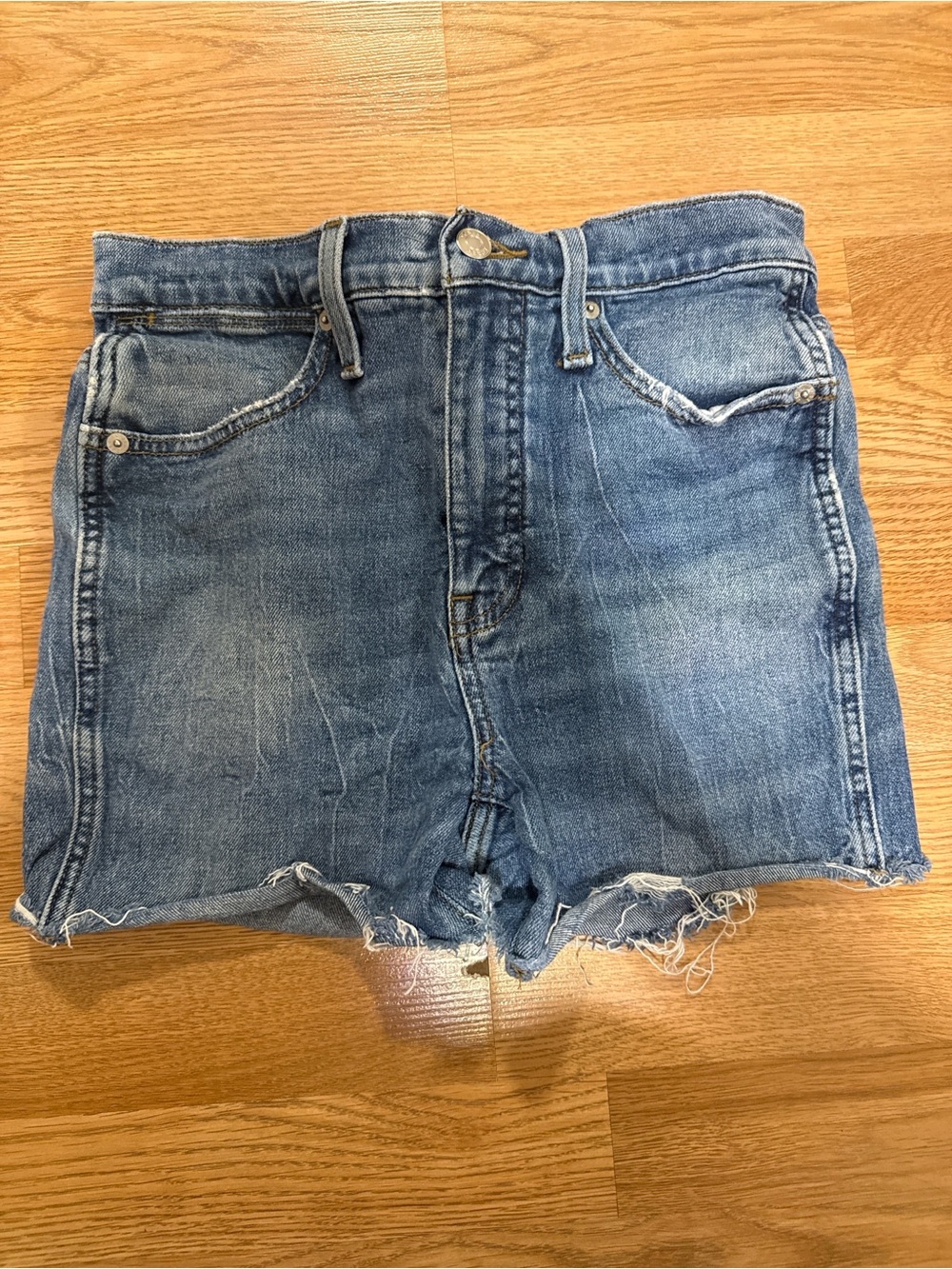 J. Crew Distressed High-Rise Denim Cutoff Shorts - Blue